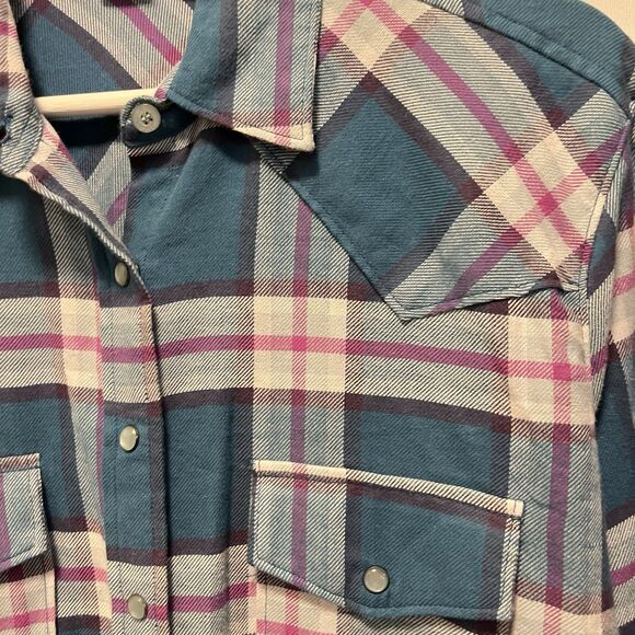 Cruel Girl Western Shirt Snap Up Multicolor Plaid 100% Cotton Rodeo Medium - Picture 5 of 13
